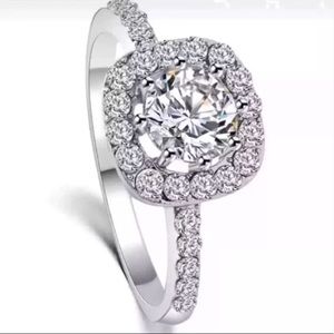 Silver Plated Platinum Crystal Ring Band